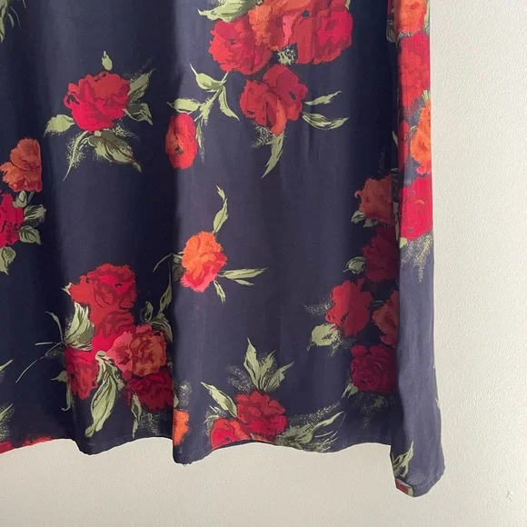Vintage 90s Talbots Navy Floral Short Sleeve Midi Dress, Made in USA, Women's 18 - Picture 3 of 7